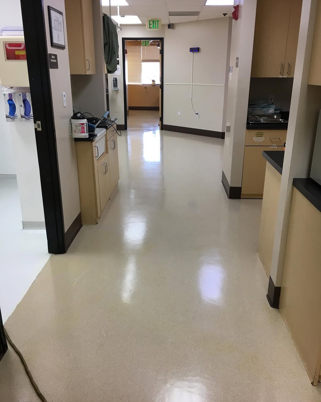 Clinic corridor after MGD floor care service