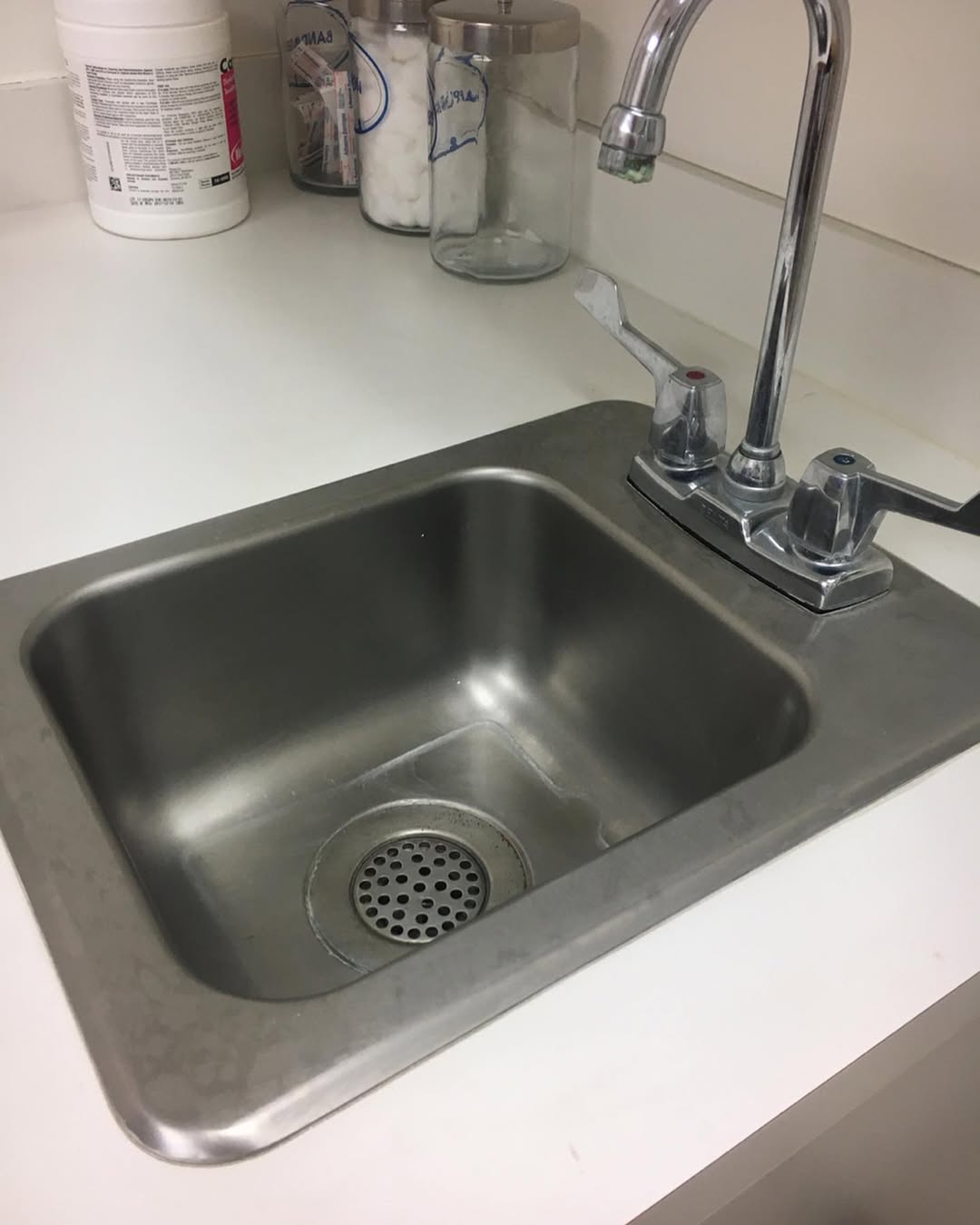 Medical prep sink cleaned and disinfected
